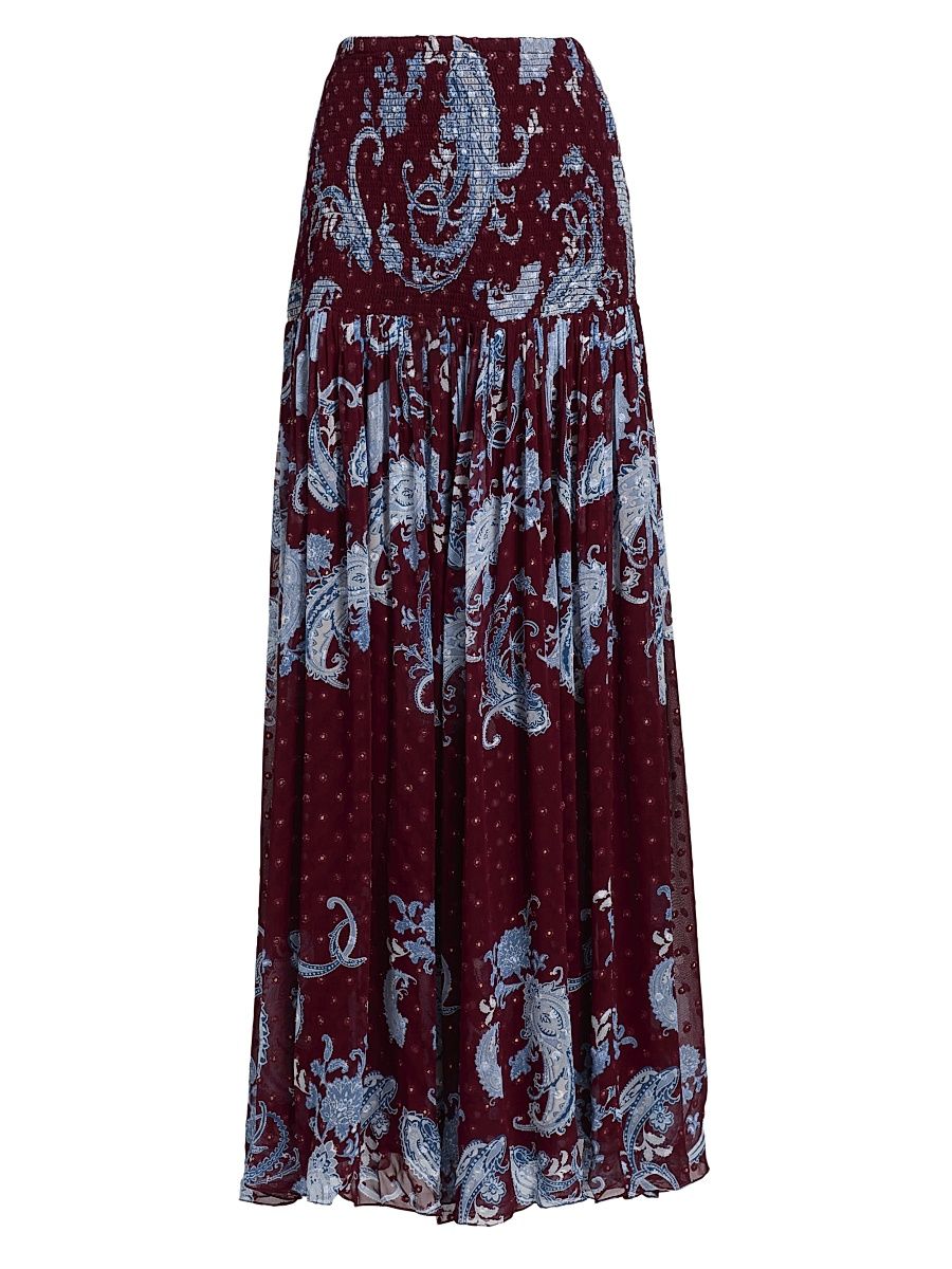 Women's Hiba Paisley Maxi Skirt - Merlot - Size Large
