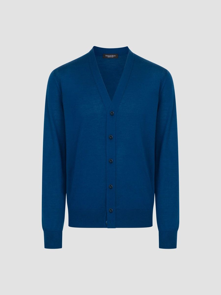 Stefano Ricci Men's Cashmere and Silk Knit Cardigan - Blue - Size 38