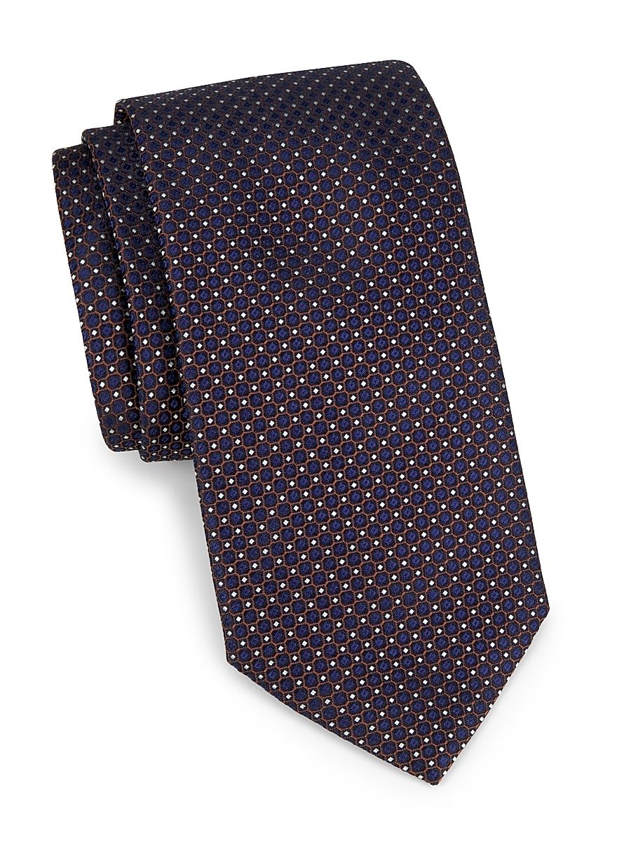 Men's Neat Silk Tie - Brown