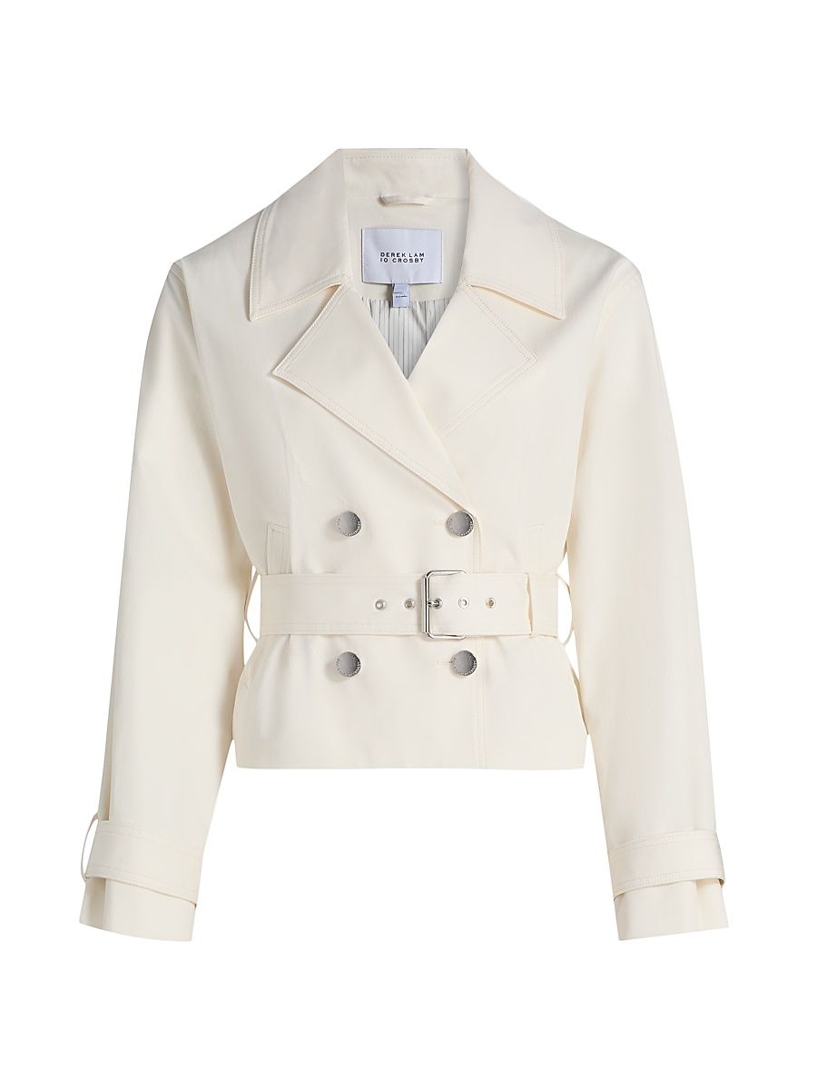 Women's Renata Stretch Twill Cropped Trench Coat - Soft White - Size XL