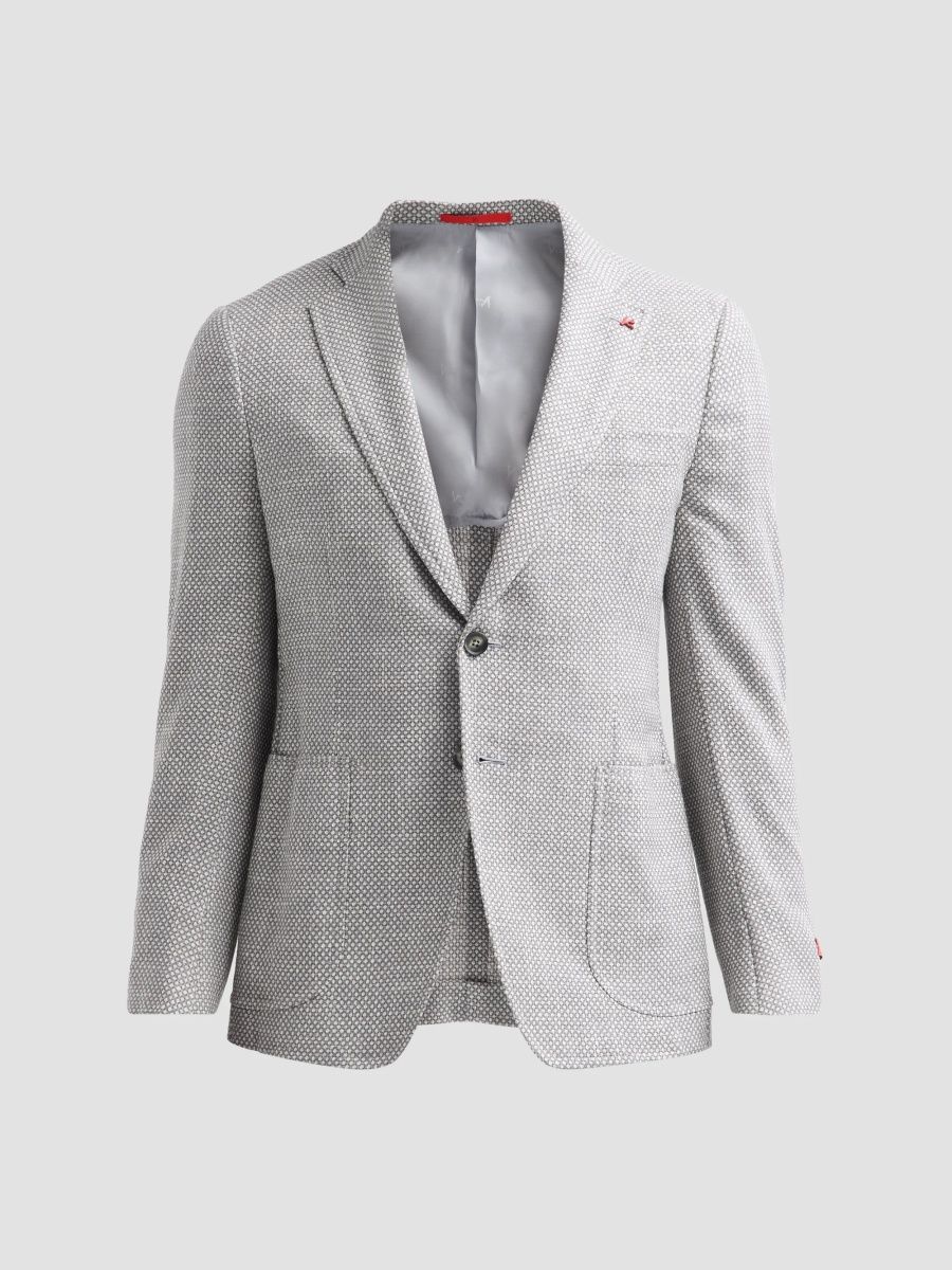 Isaia Men's Textured Birdseye Sport Coat - Light Grey - Size 48