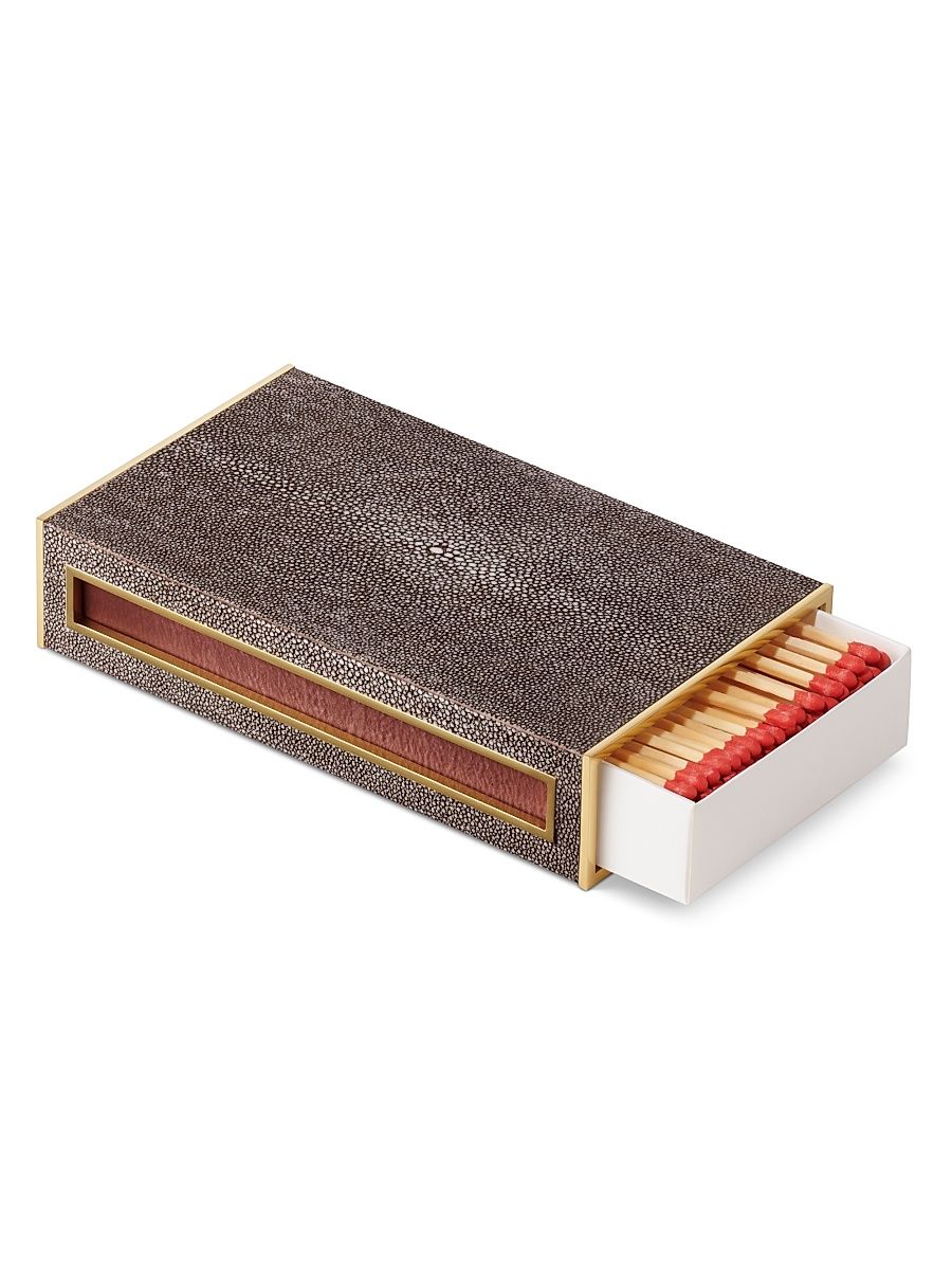 AERIN Oversized Shagreen Match Box - Chocolate