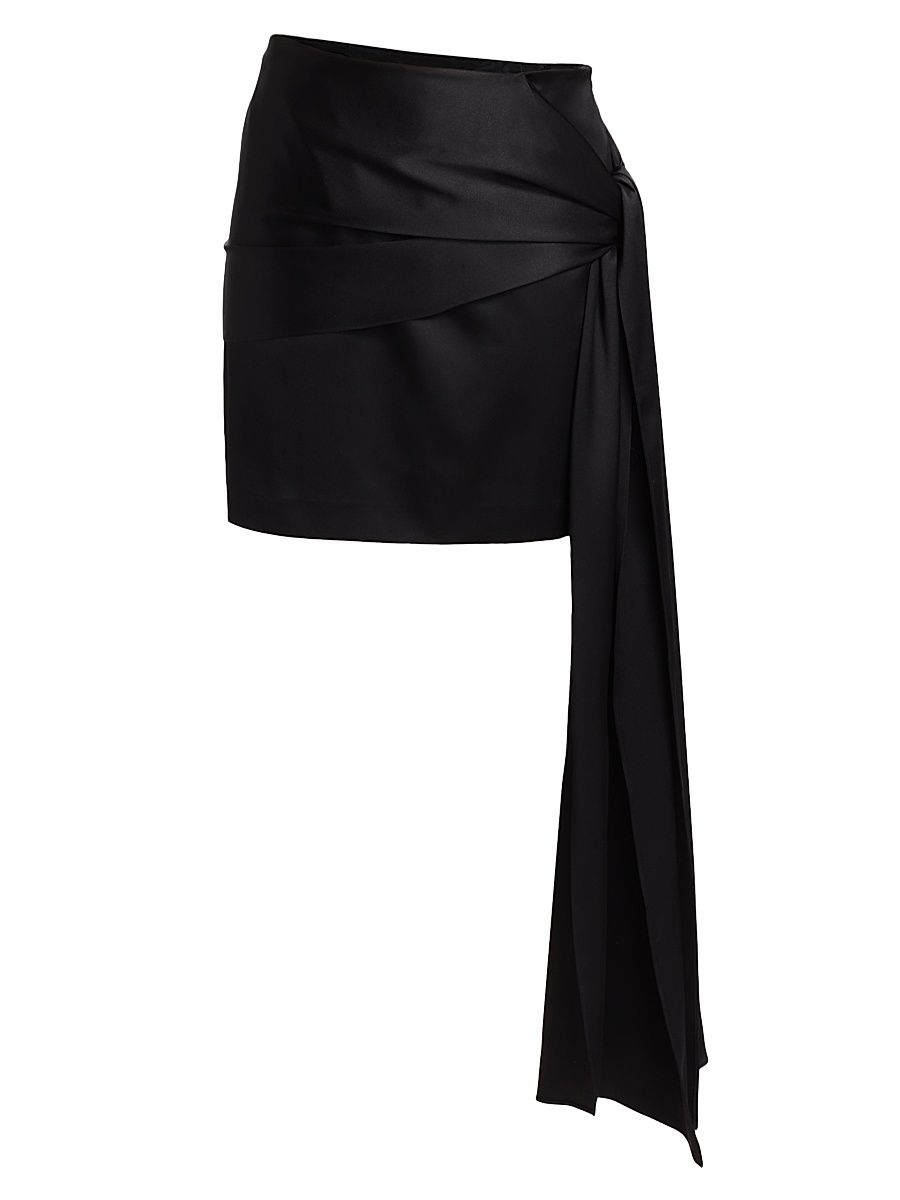 Women's Mila Draped Silk Miniskirt - Black - Size 6