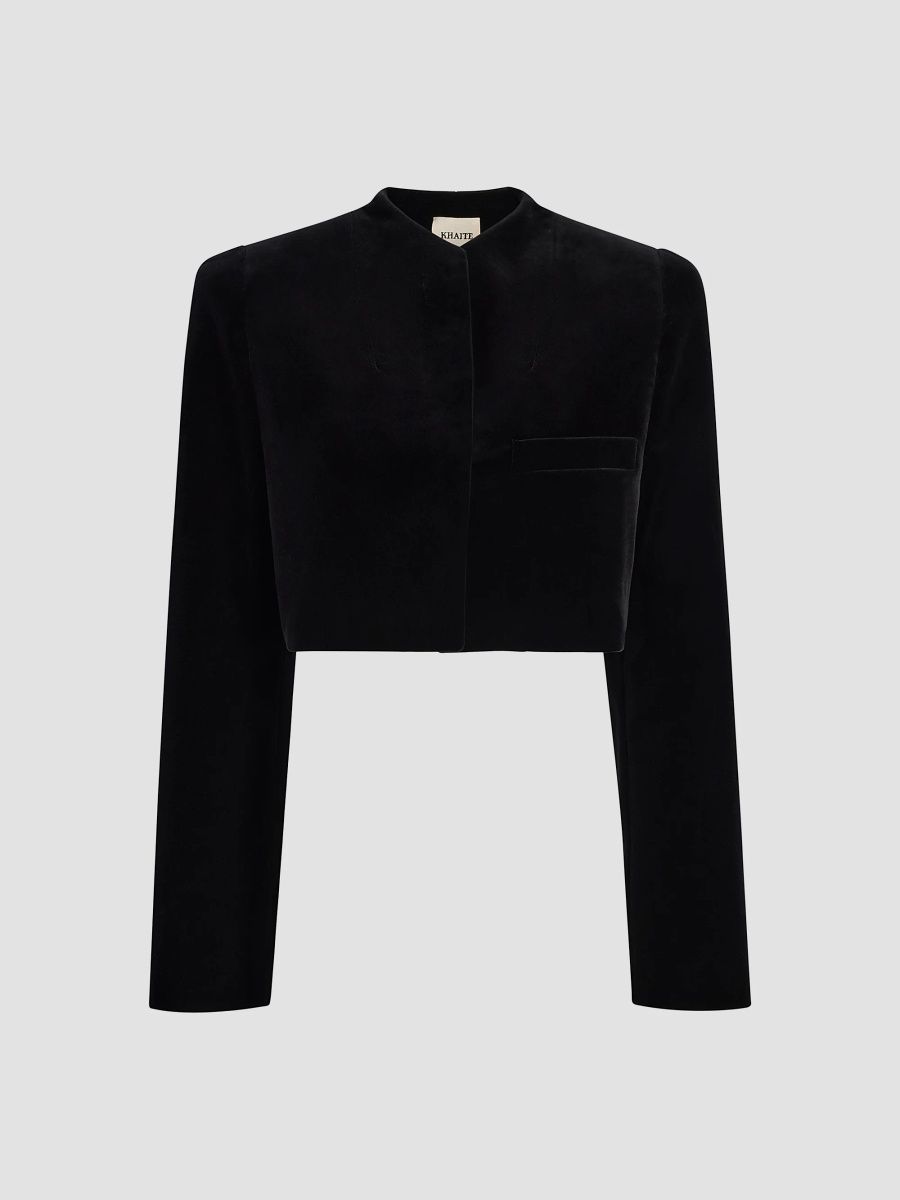 Khaite Women's Samo Velvet Stretch-Cotton Jacket - Black - Size 0