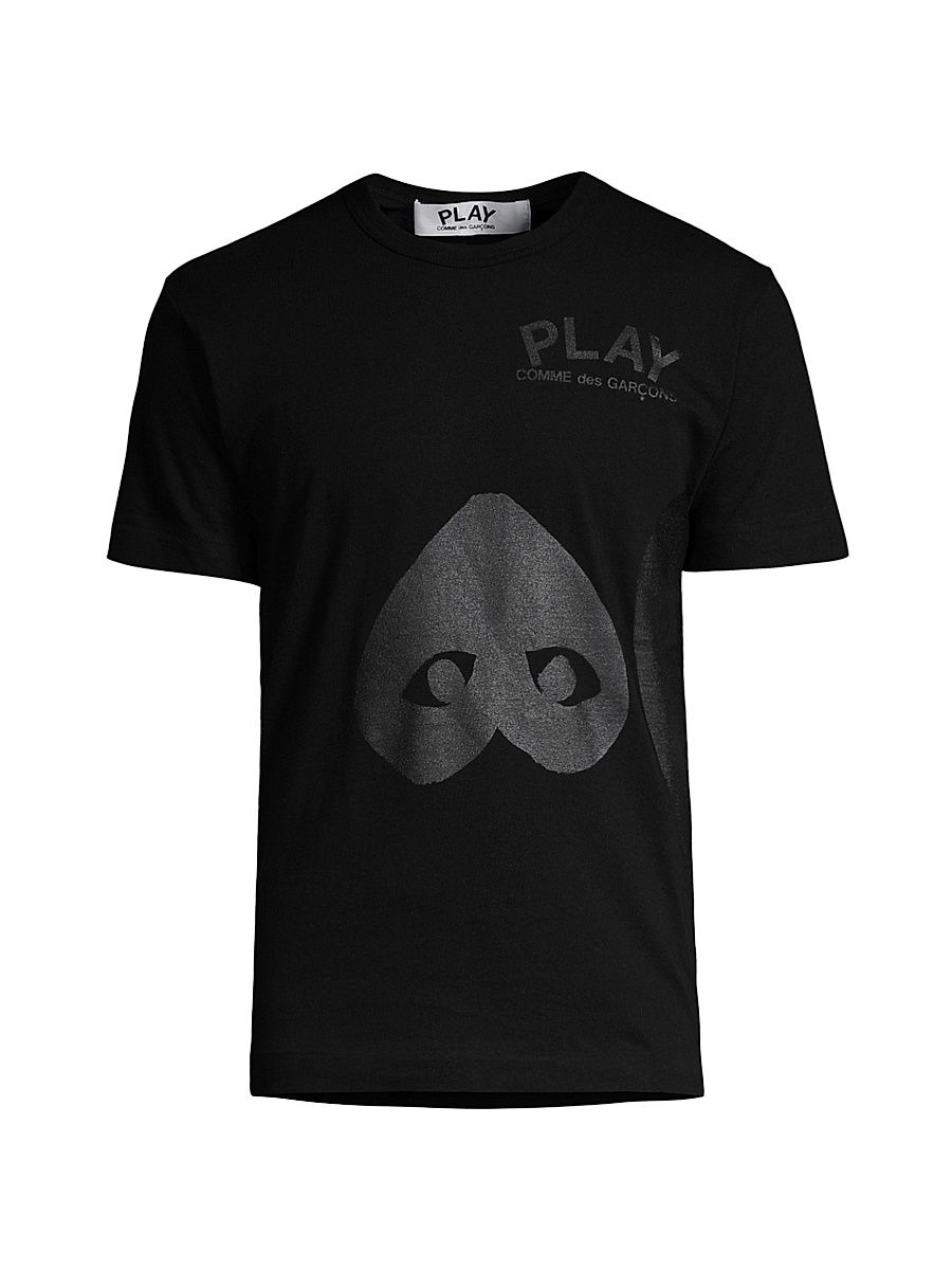 Men's Two Hearts Print Graphic Tee - Black - Size Small