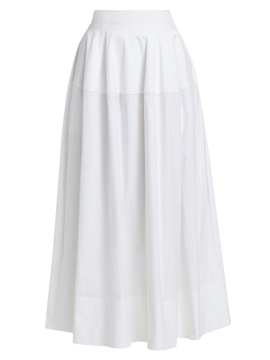 Women's Cotton Poplin A-Line Maxi Skirt - White - Size 0