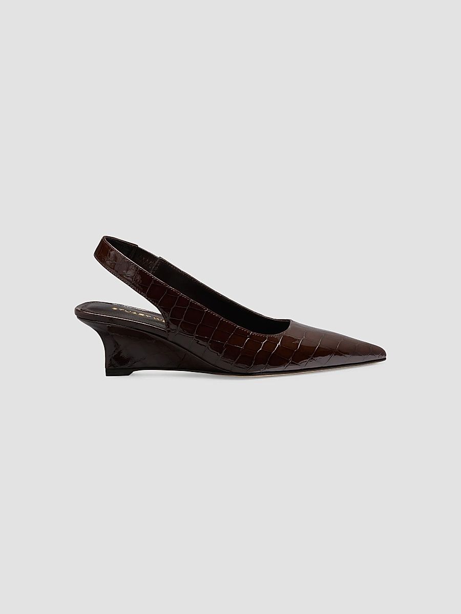 Women's Vinnie 50MM Croc-Embossed Patent Leather Slingback Pumps - Midnight Espresso - Size 11