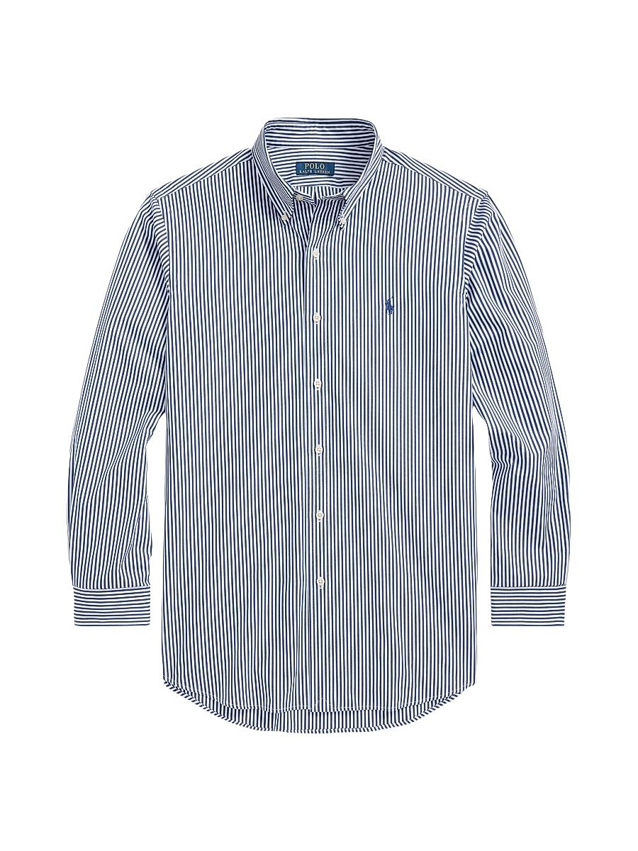 Men's Striped Button-Down Shirt - Navy White - Size XXL