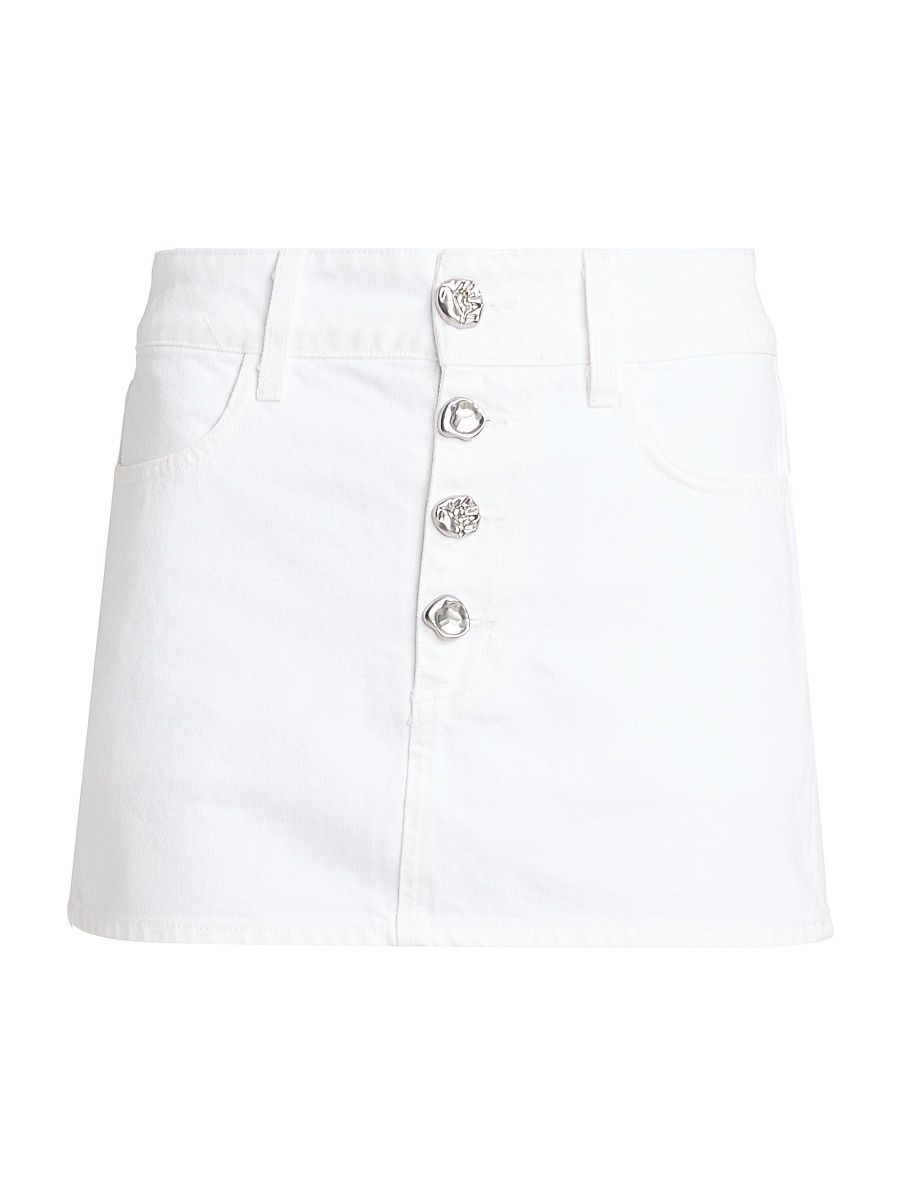 Women's Solene Button-Fly Denim Miniskirt - Blanc - Size 24