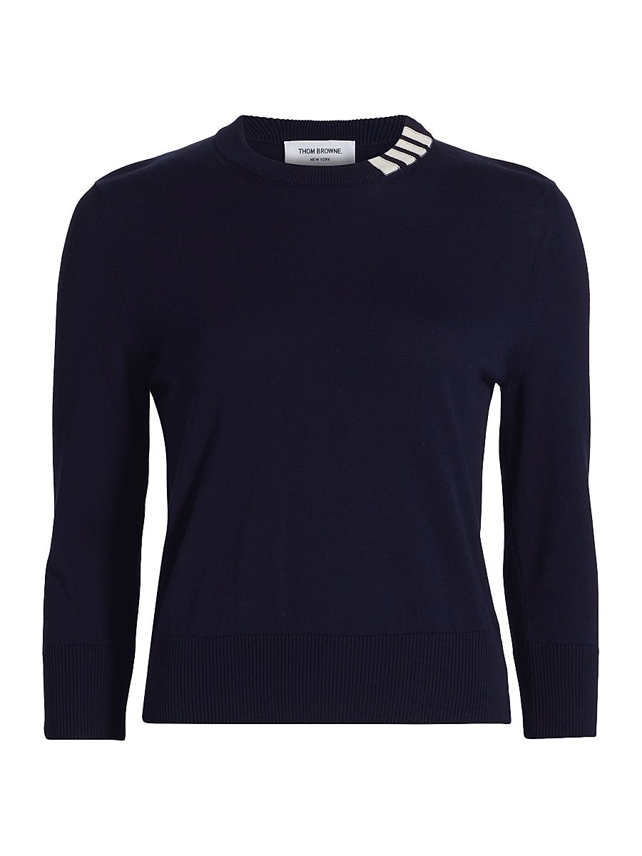 Women's Jersey Stitch Crewneck Top - Navy - Size 2