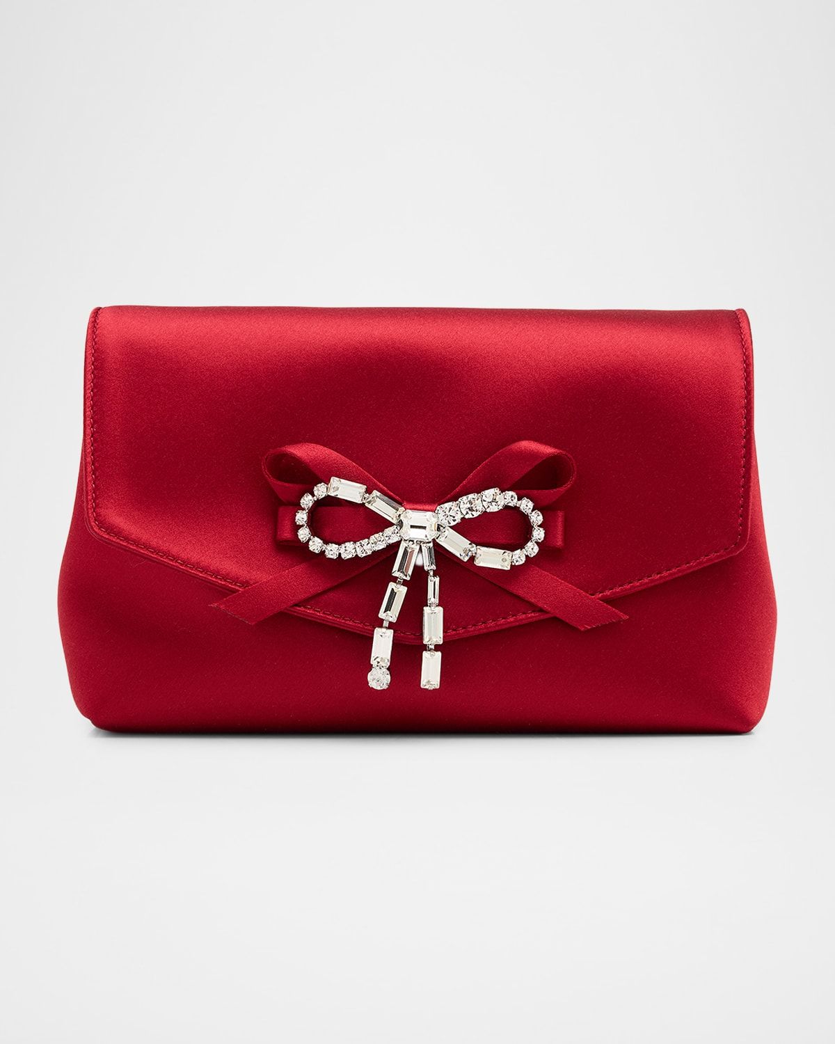 Mini Crystal Bow-Embellished Satin Crossbody Bag