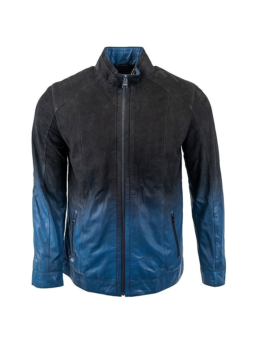Men's Leather Degrade Jacket - Blue - Size XL