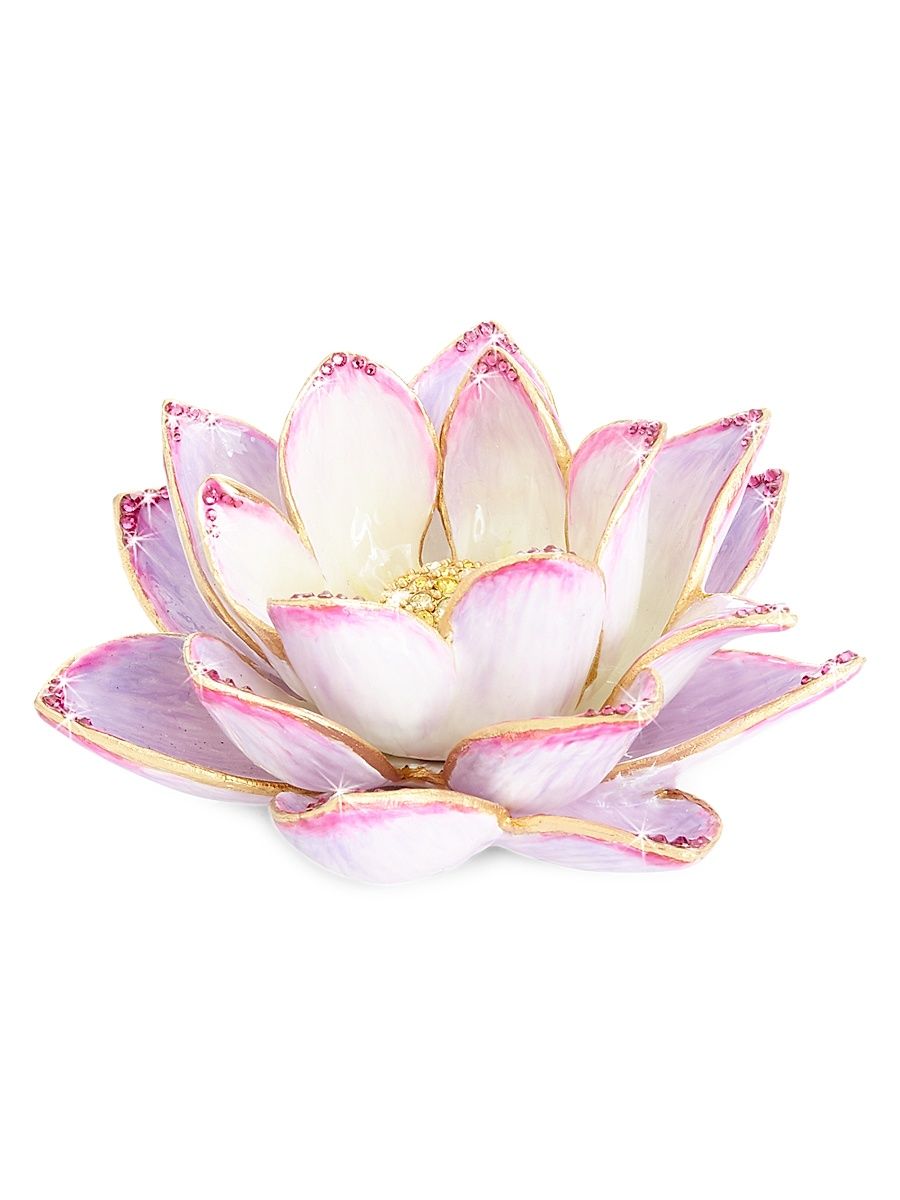 Flora & Fauna 14K Goldplated & Swarovski Crystal Kamal Lotus Table Objet - Pink