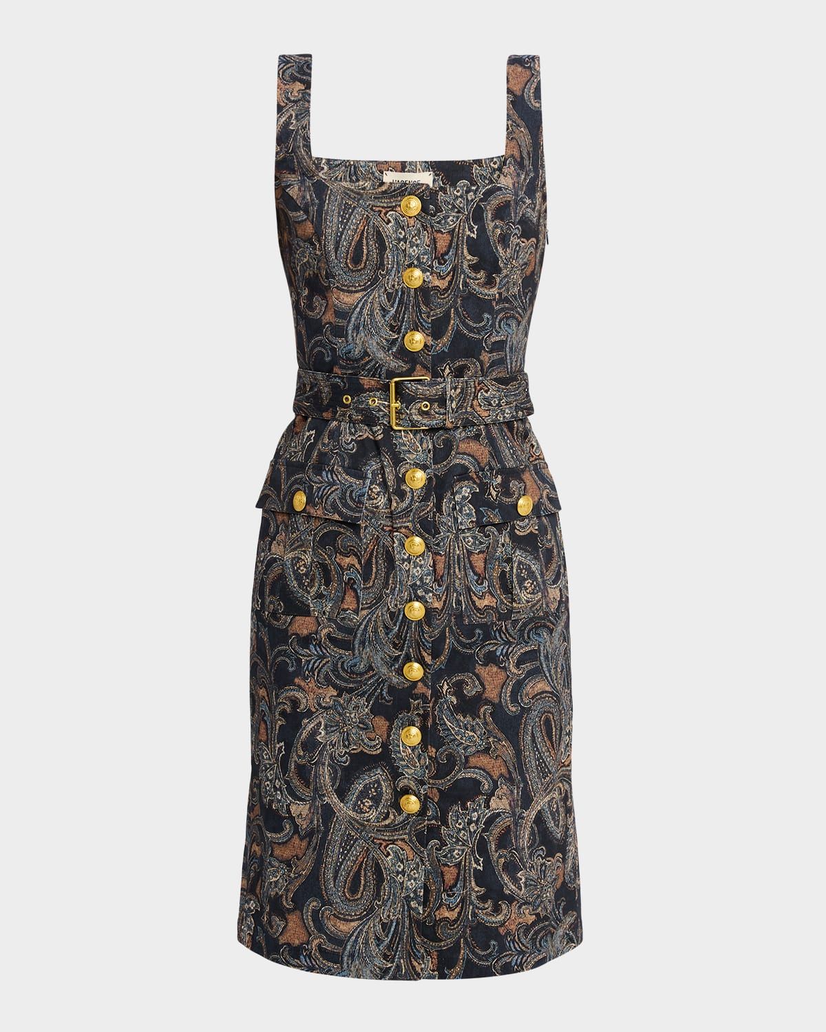 Idy Paisley Button-Front Midi Dress