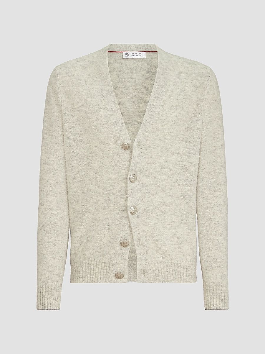 Men's Alpaca, Cashmere and Wool Cardigan - Off White - Size 44