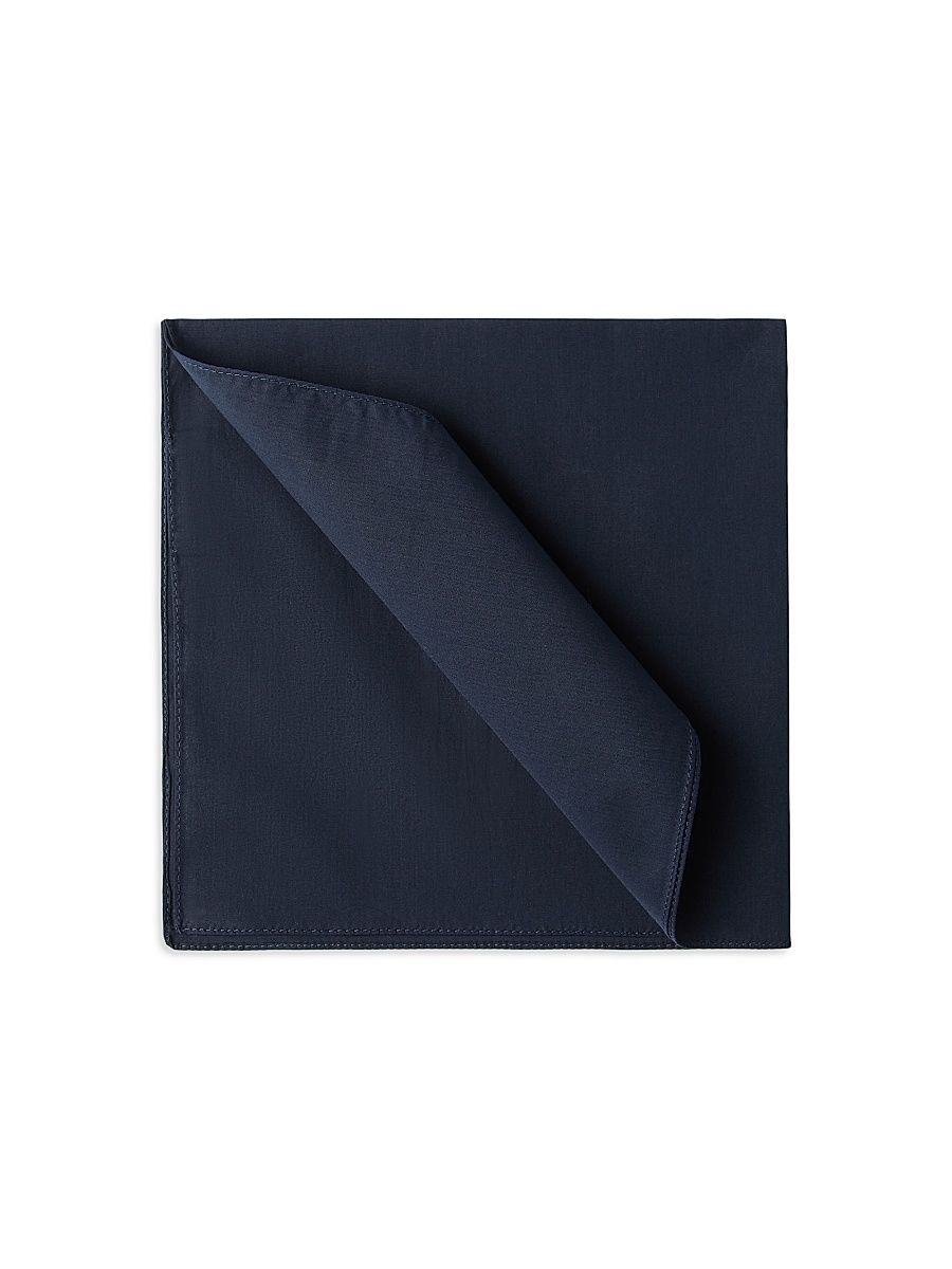 Men's Poplin Pocket Square - Navy Blue