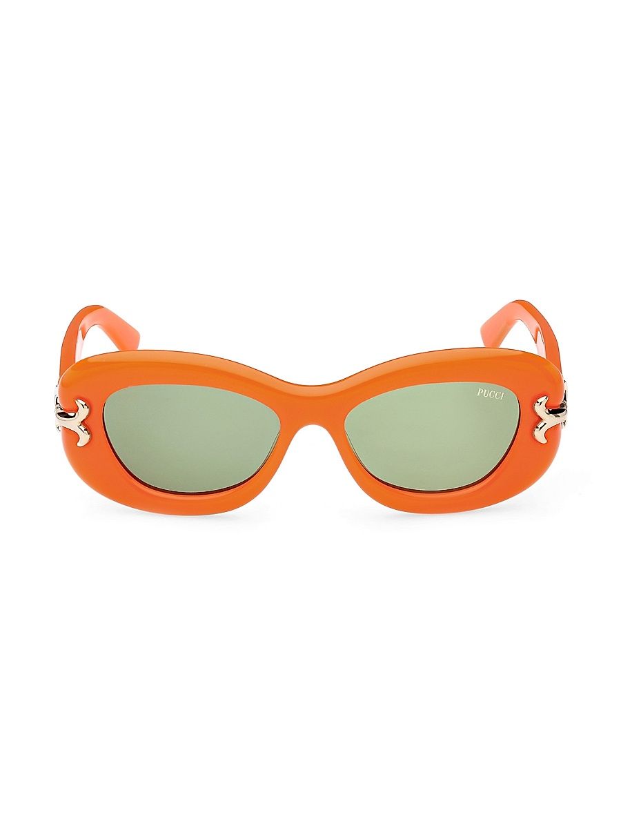Women's 52MM Geometric Sunglasses - Orange