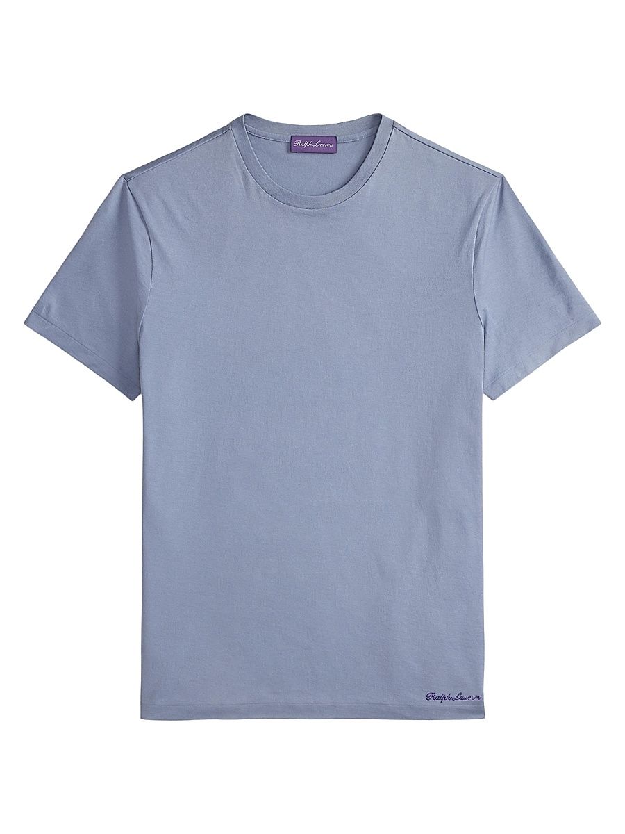 Men's Luxury Crewneck T-Shirt - Soft Blue - Size Large
