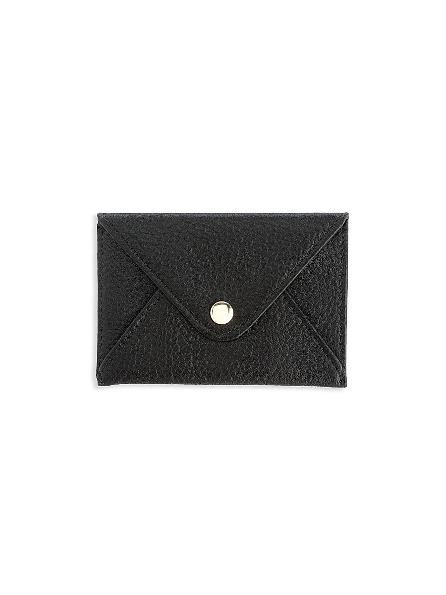 Men's Leather Envelope Style Business Card Holder - Black