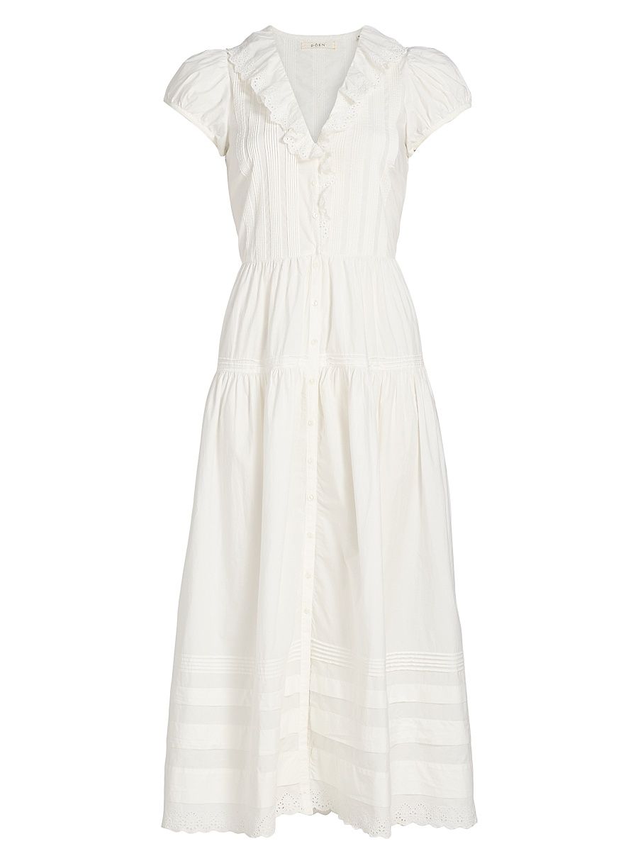 Women's Eliette Cotton Poplin Midi-Dress - Salt - Size XXS