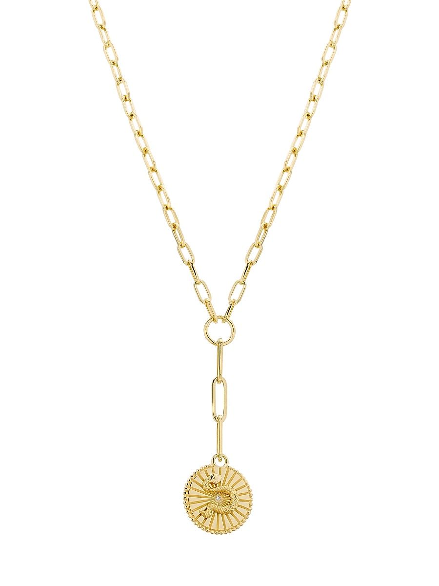 Women's Wholeness 18K Yellow Gold & 0.02 TCW Diamond Serpent Medallion Y Necklace - Yellow Gold