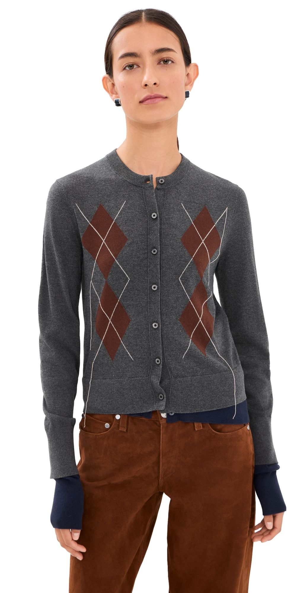 Acne Studios Double-Layered Cardigan Dark Grey/Multi S