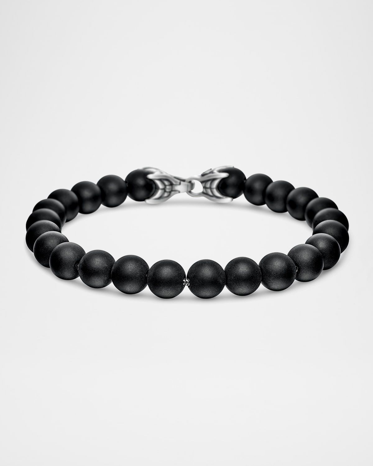 Men & apos;s Spiritual Beads Bracelet in Sterling Silver with Black Onyx, 8mm
