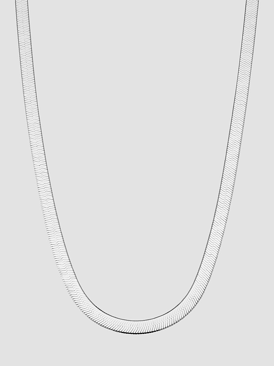 Women's Mirage Herringbone Choker Necklace in Sterling Silver - Silver - Size 14