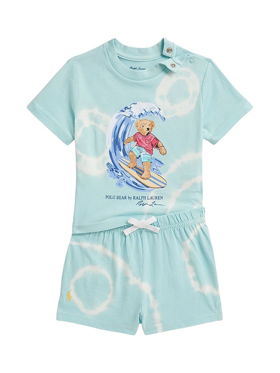 Baby Boy's Polo Bear Tie-Dye T-Shirt & Shorts Set - Parakeet - Size 6 Months