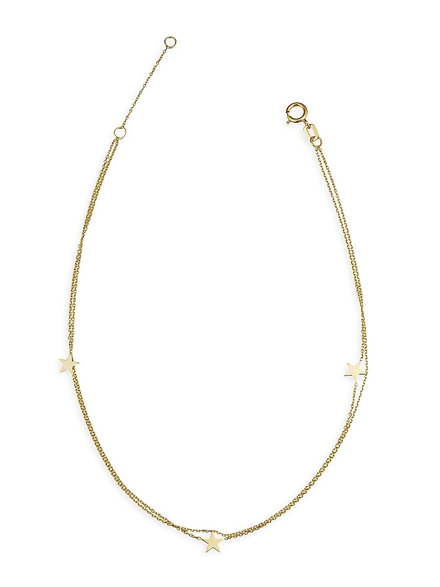 Women's 14K Yellow Solid Gold Starry-Eyed Anklet - Yellow Gold