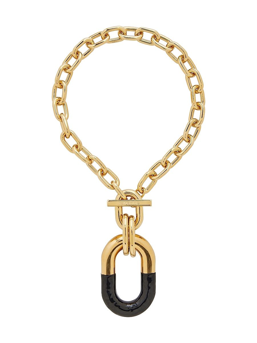 Rabanne Women's XL Link Goldtone Pendant Necklace - Black Light Gold