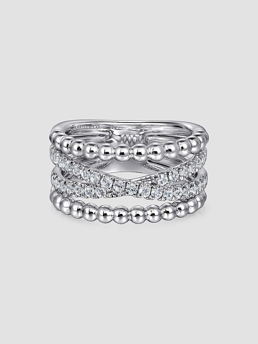 Gabriel & Co Women's Bujukan Sterling Silver & White Sapphire Wide Band Ring - Sterling Silver - Size 6.5