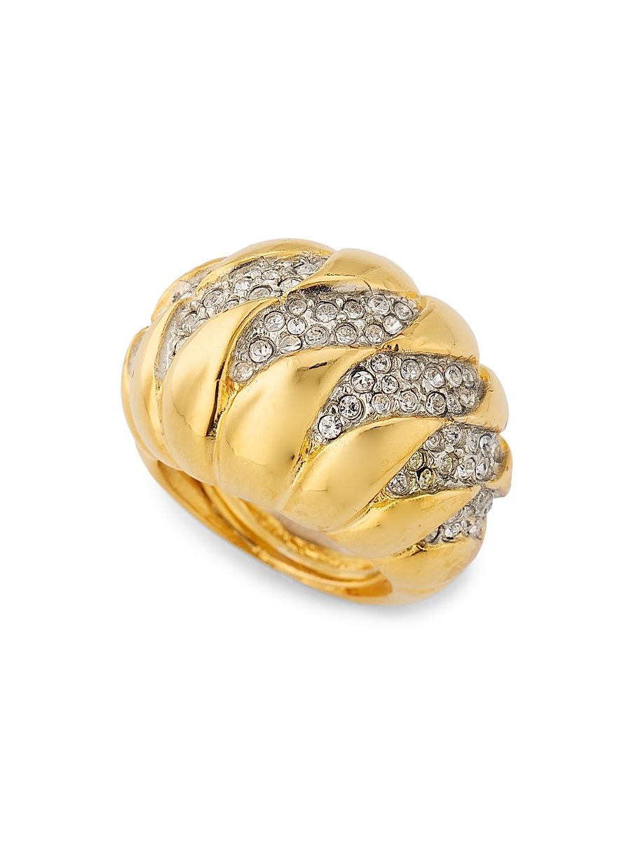 Women's Golconda Wave Dome Goldtone & Glass Crystal Adjustable Ring - Gold - Size 7