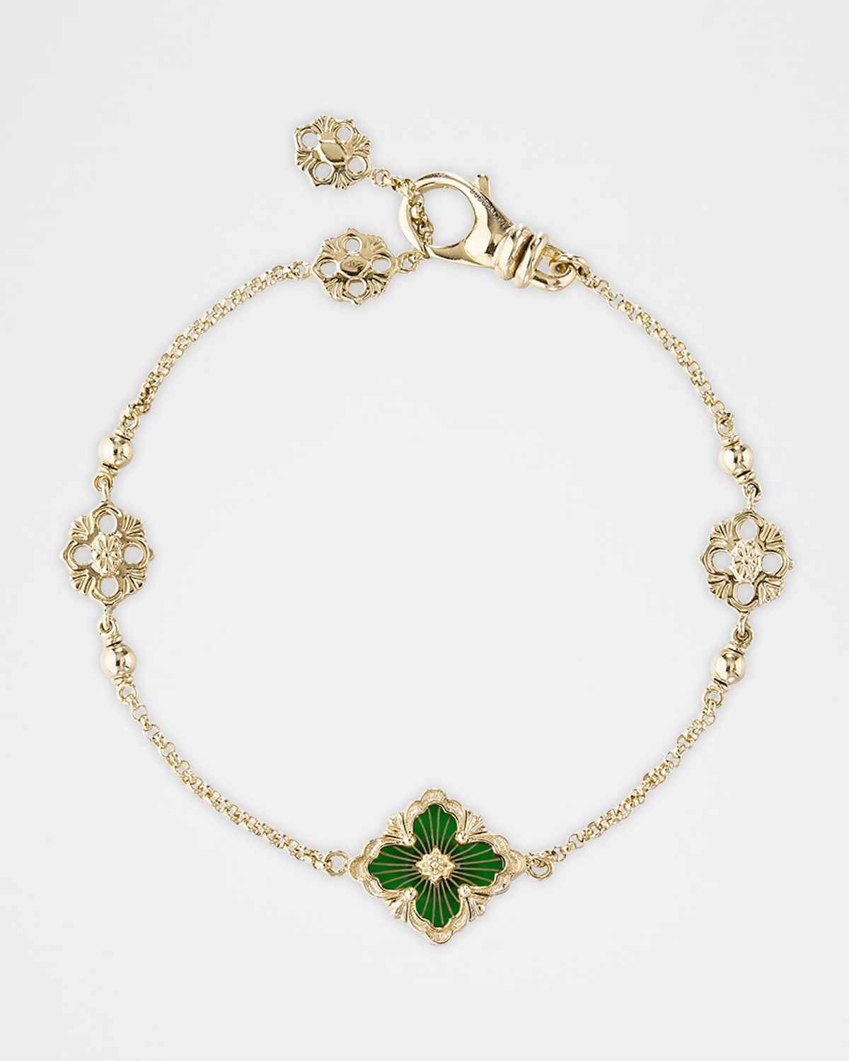 Opera Tulle 18K Yellow Gold Flex Bracelet with Green Enamel