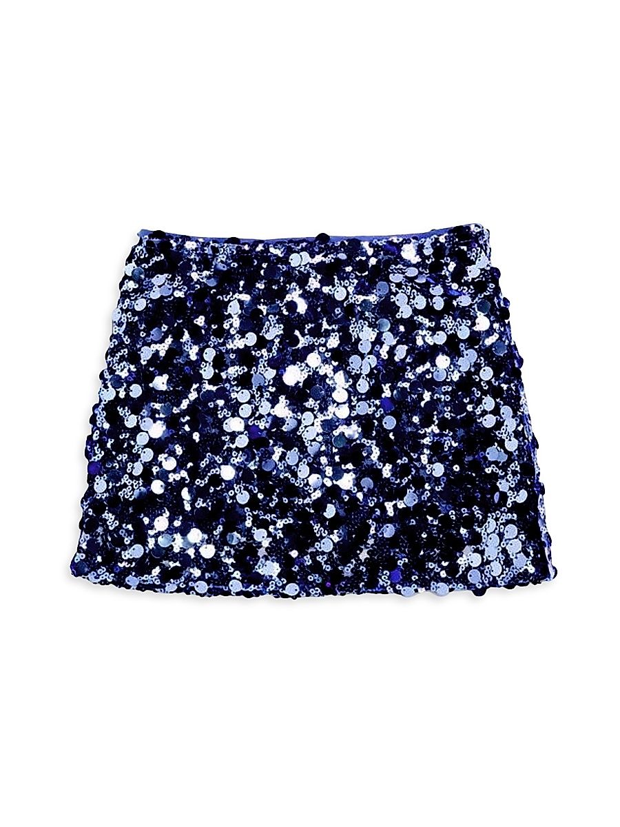 Girl's Tia Sequined Miniskirt - Navy Sequin - Size 12