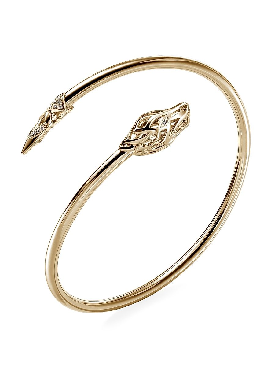 Women's Naga Dragon 14K Yellow Gold & 0.10 TCW Diamond Slim Cuff - Gold - Size Small