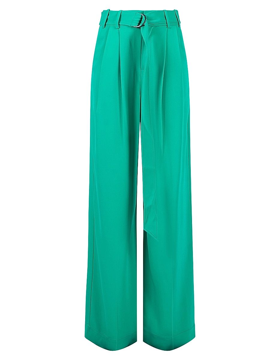Women's Armand Satin Trousers - Emerald - Size 10
