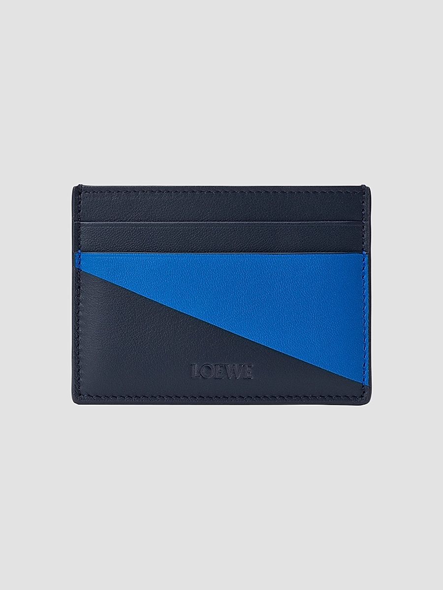 Men's Flag Leather Plain Cardholder - Navy Royal Azure