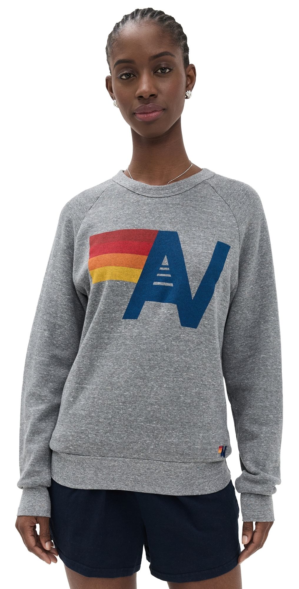 Aviator Nation Logo Crew Sweatshirt Heather Grey M