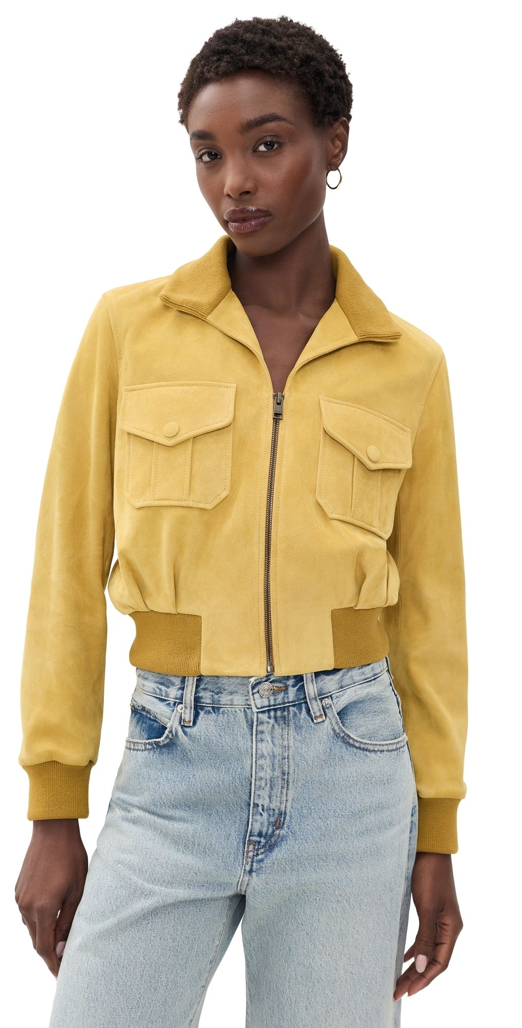 FRAME The Suede Ace Jacket Dijon XS