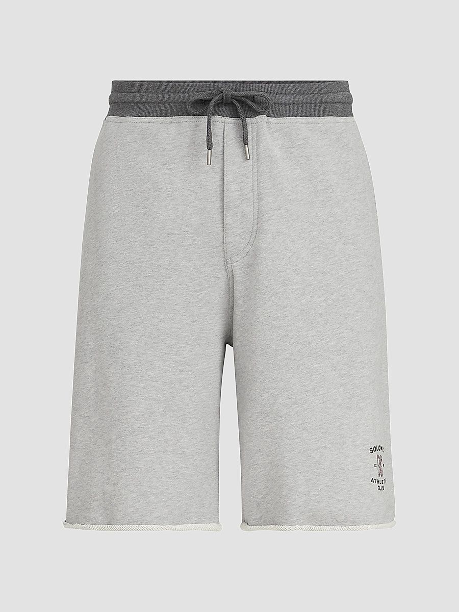 Men's Cotton French Terry Bermuda Shorts with Embroidery - Grey - Size XXXXL