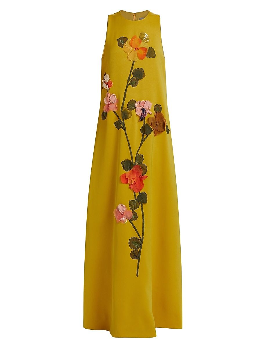 Women's Francie Satin Crepe A-Line Gown - Mustard Multi - Size 8