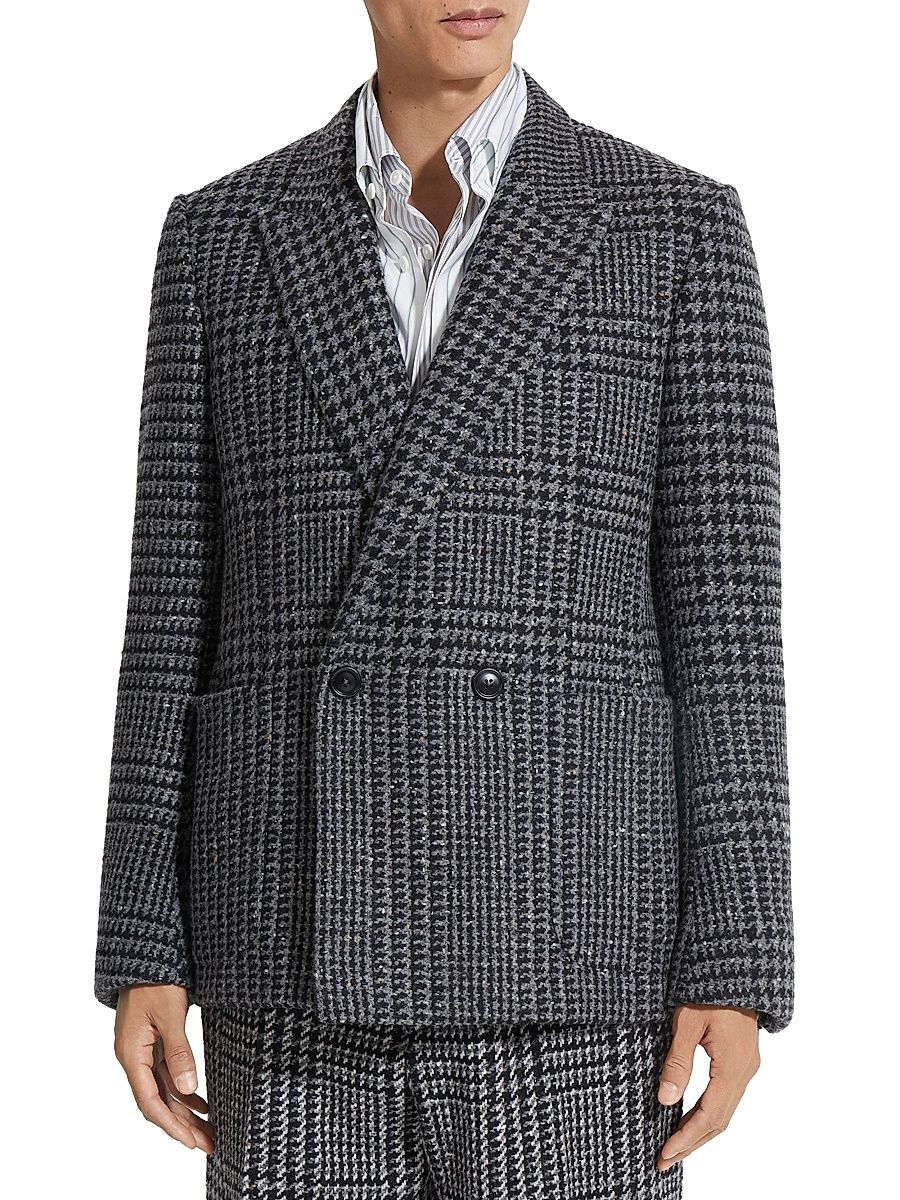 Men's Wool and Cashmere Jacket - Grey Black - Size 42