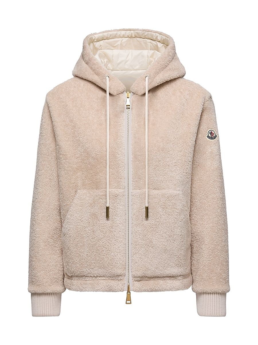 Women's Reversible Down Filled Hoodie - White Pink - Size XL