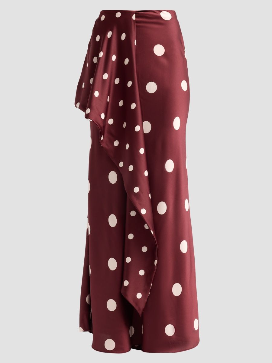 Misa Los Angeles Women's Mana Polka Dot Ruffle Maxi Skirt - Polka Dots Mix - Size XL