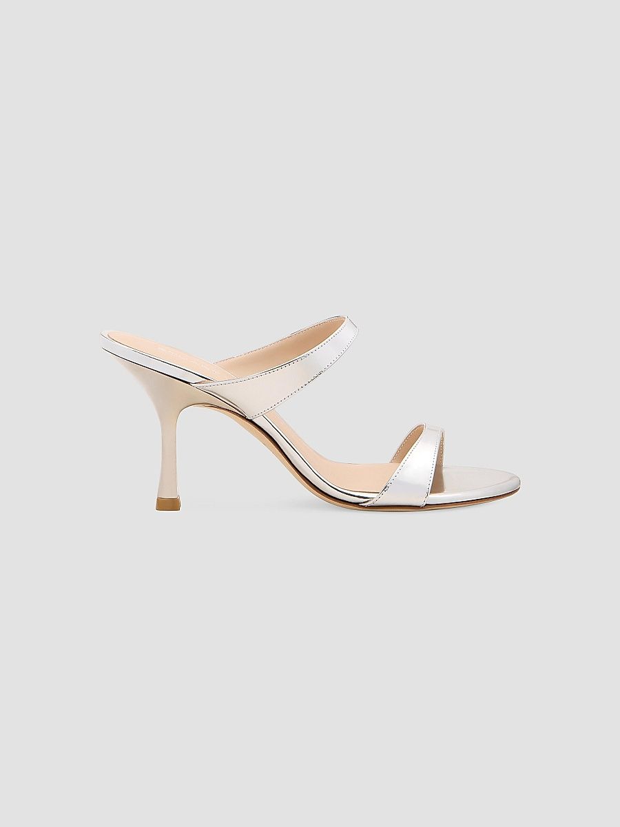 Stuart Weitzman Women's Nudist 85MM Patent Leather Sandals - Silver - Size 9.5