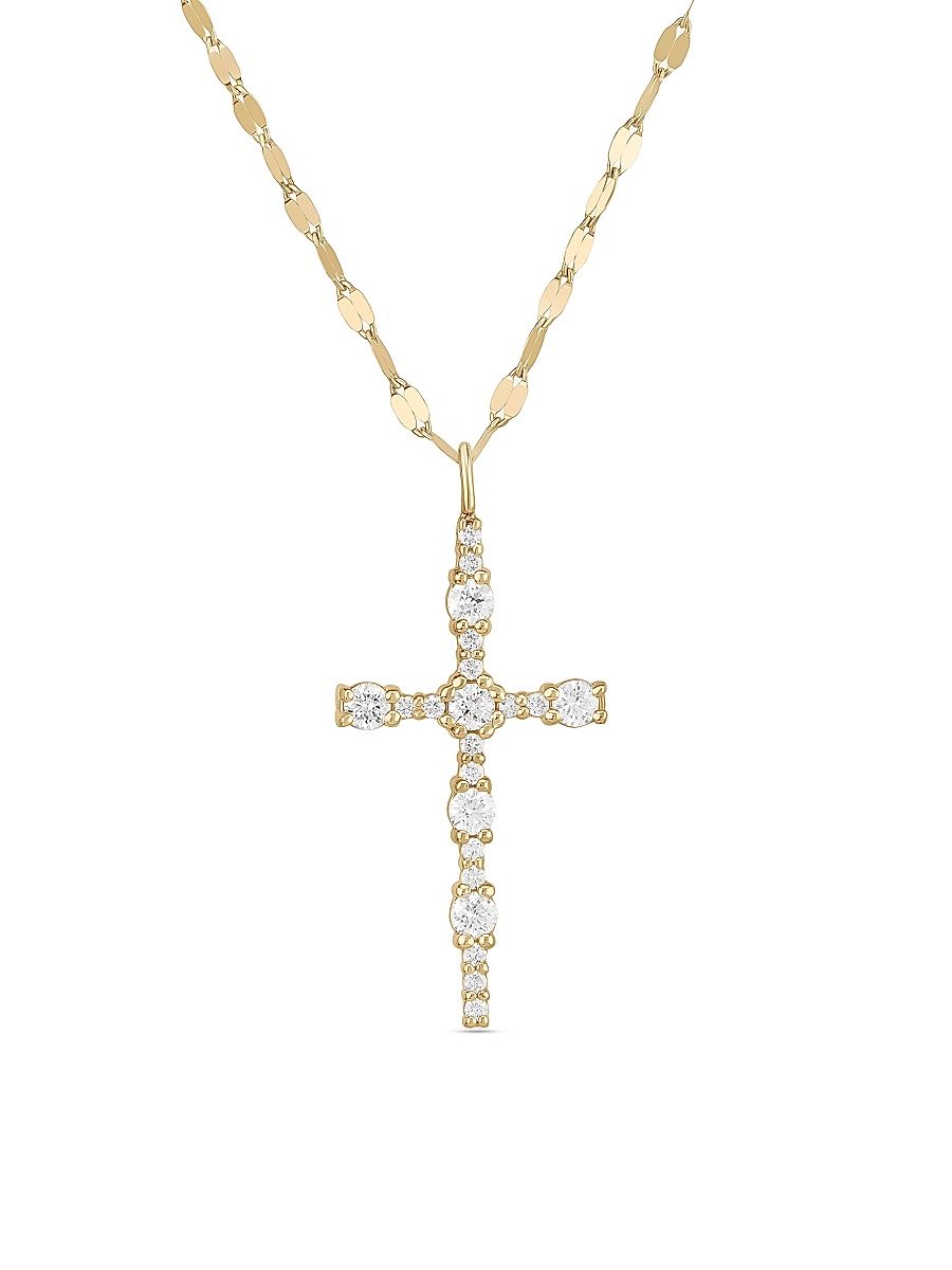 Women's Elevated Flawless Everyday Cross 14K Yellow Gold & 0.58 TCW Diamond Pendant Necklace - Yellow Gold