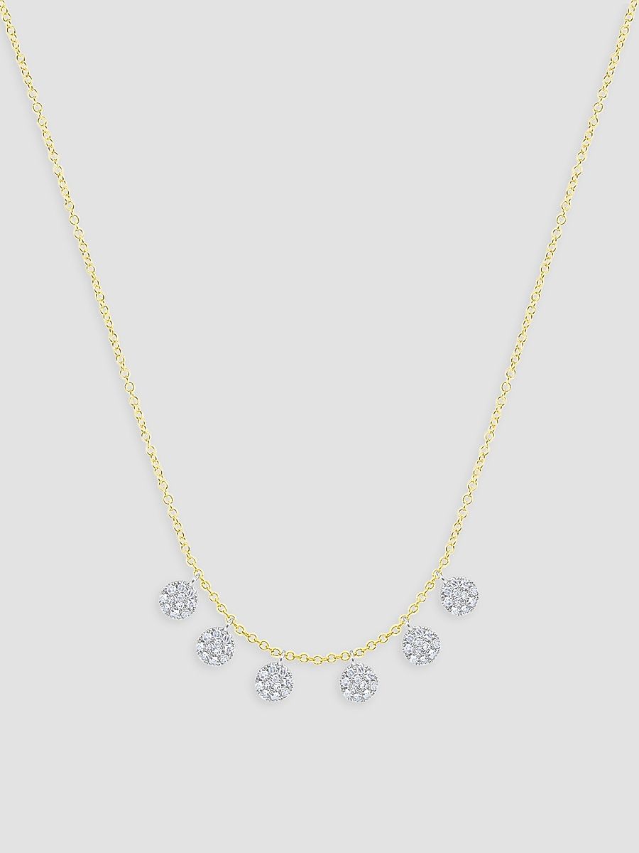 Women's Two-Tone 14K Gold & 0.18 TCW Diamond Disc Charm Necklace - Yellow Gold