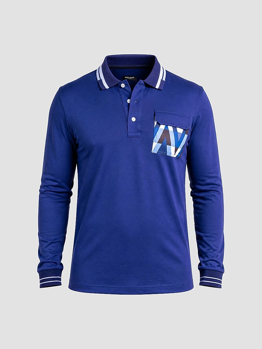 Men's Ascension Long Sleeve Polo Shirt - Blue - Size XXXXL