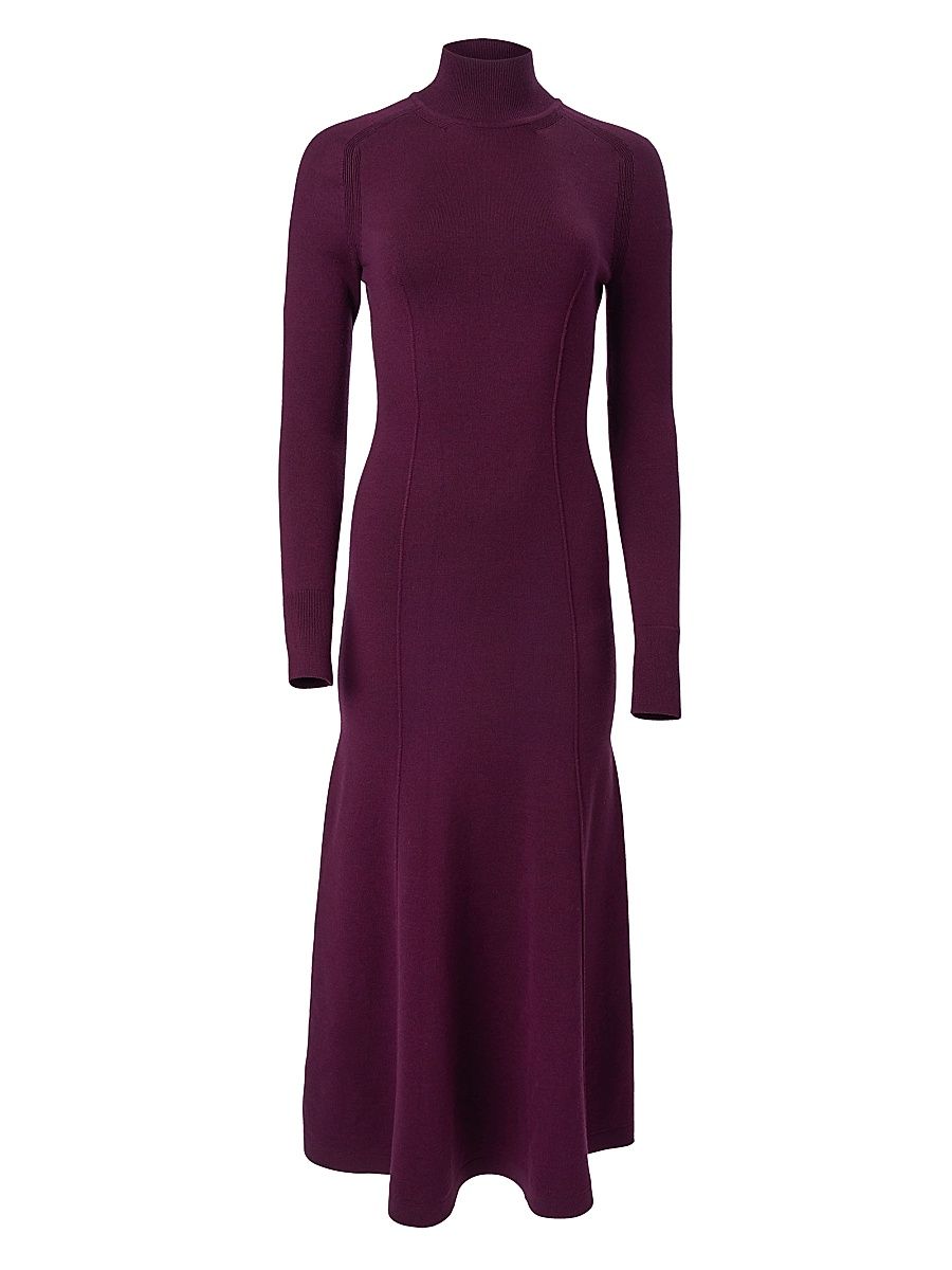 Women's Virgin-Wool-Blend Maxi Dress - Eggplant - Size Medium